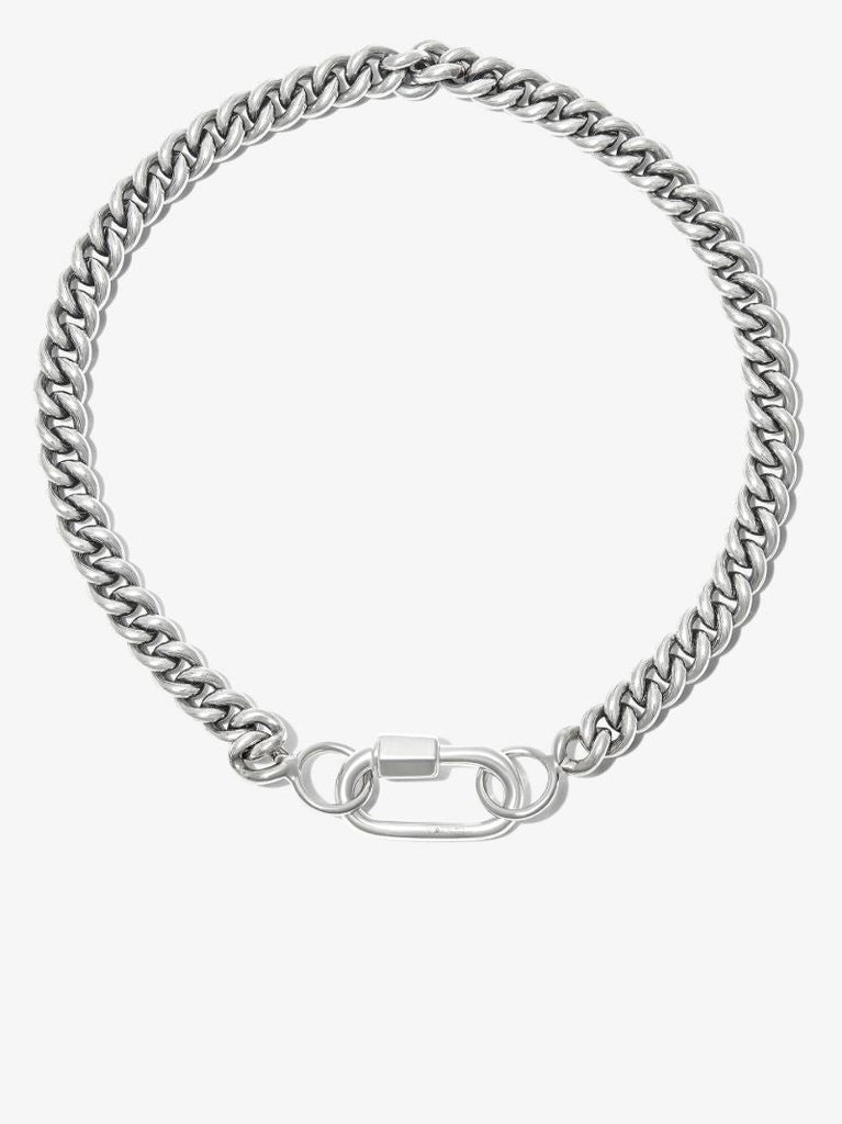 14k White Gold and Sterling Silver Heavy Curb Chain 7.5 Inch Bracelet