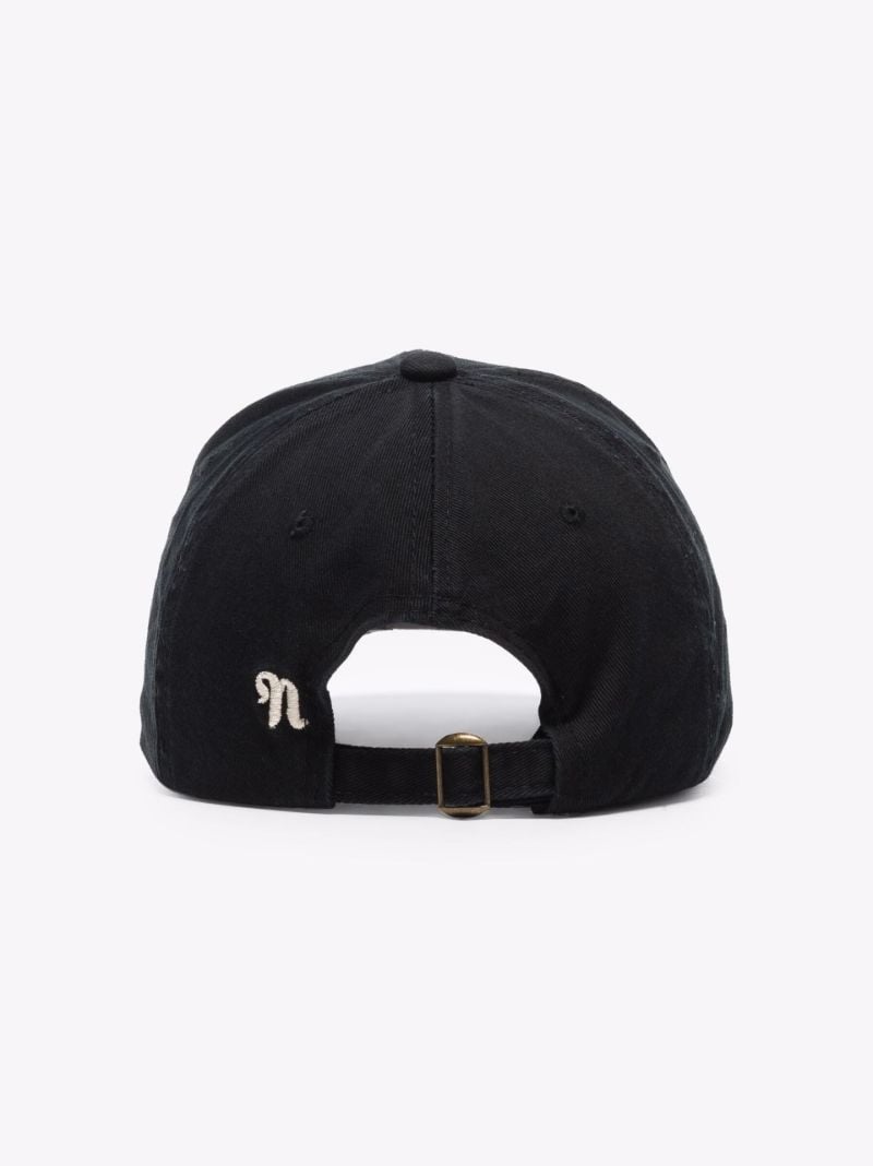 Black Val Logo Embroidered Organic Cotton Baseball Cap