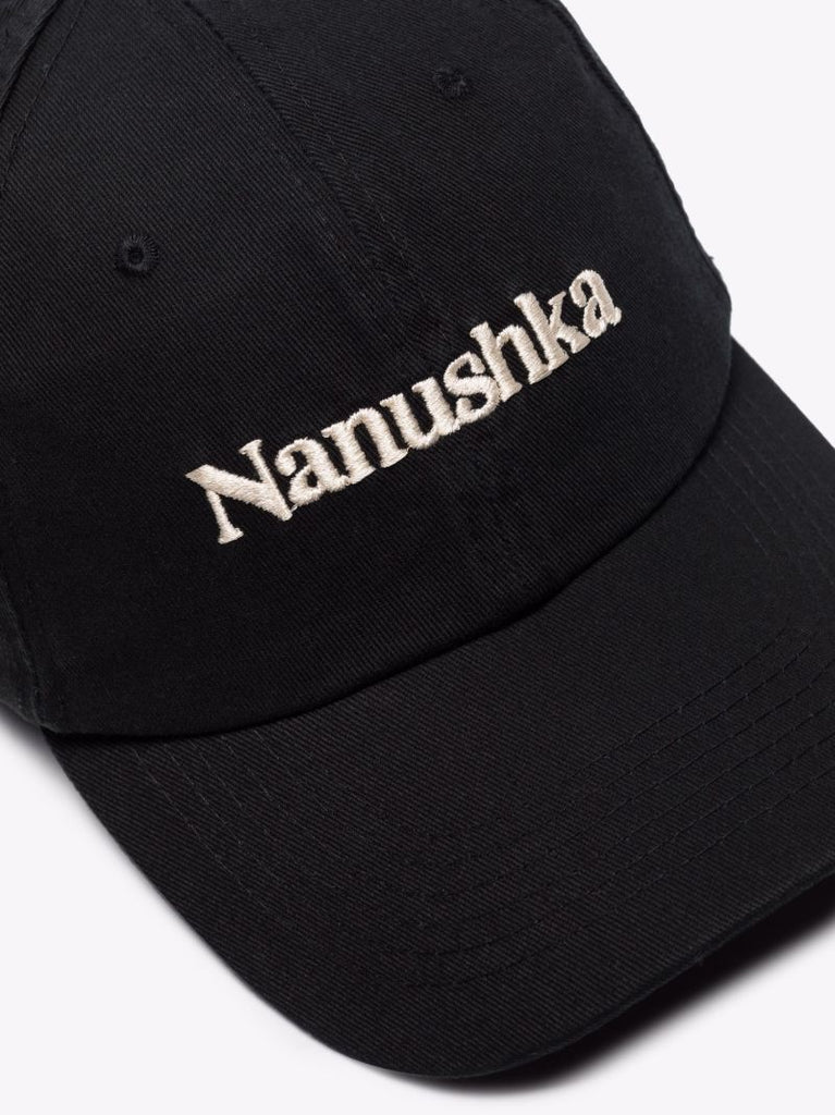 Black Val Logo Embroidered Organic Cotton Baseball Cap