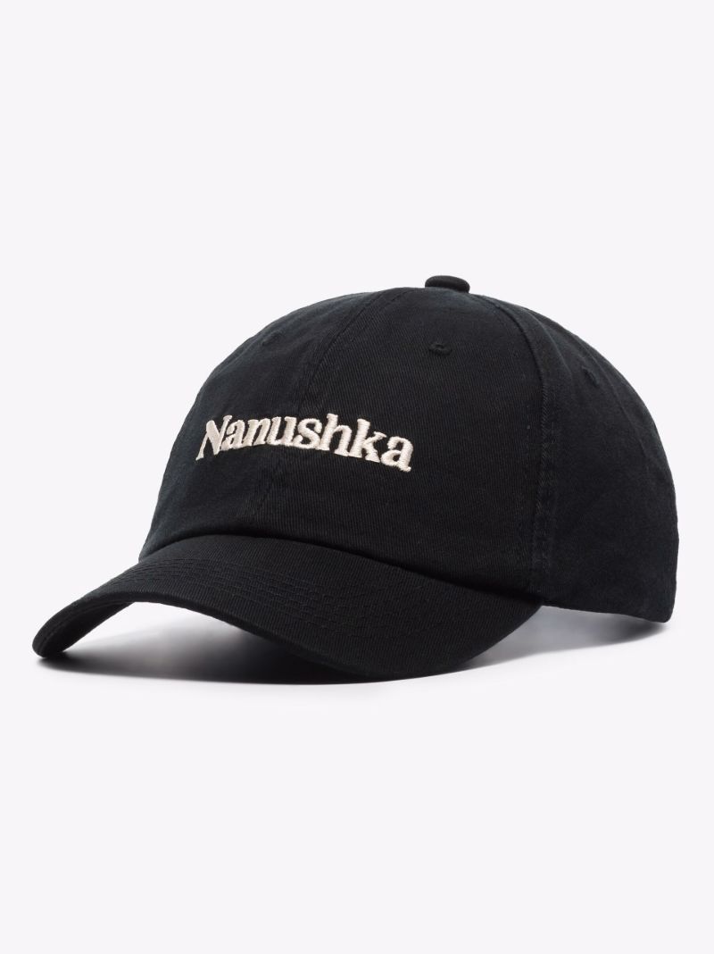 Black Val Logo Embroidered Organic Cotton Baseball Cap