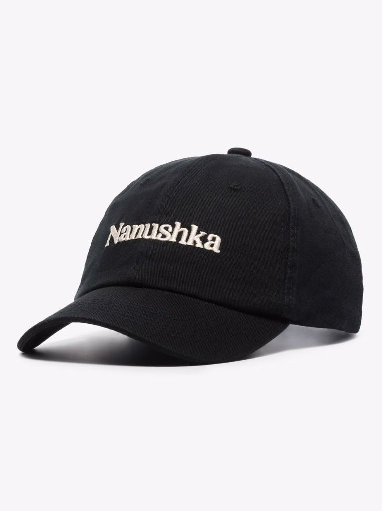 Black Val Logo Embroidered Organic Cotton Baseball Cap