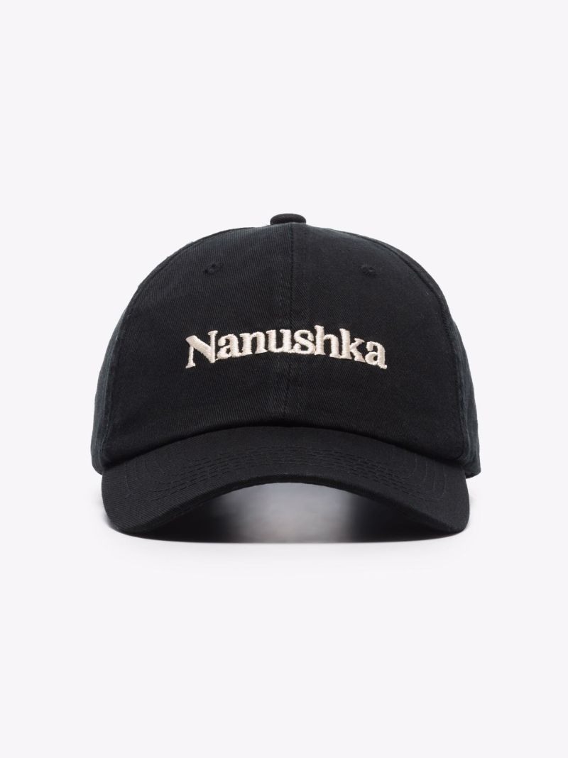 Black Val Logo Embroidered Organic Cotton Baseball Cap
