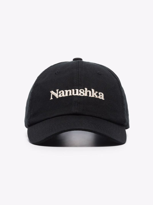 Black Val Logo Embroidered Organic Cotton Baseball Cap