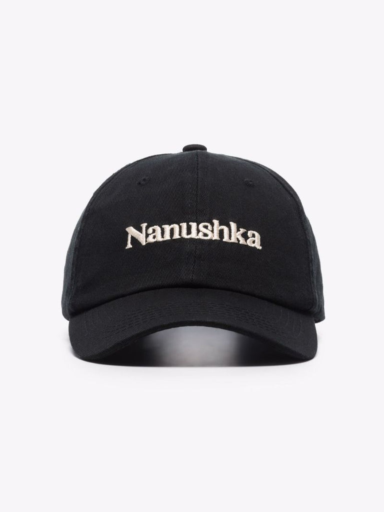 Black Val Logo Embroidered Organic Cotton Baseball Cap