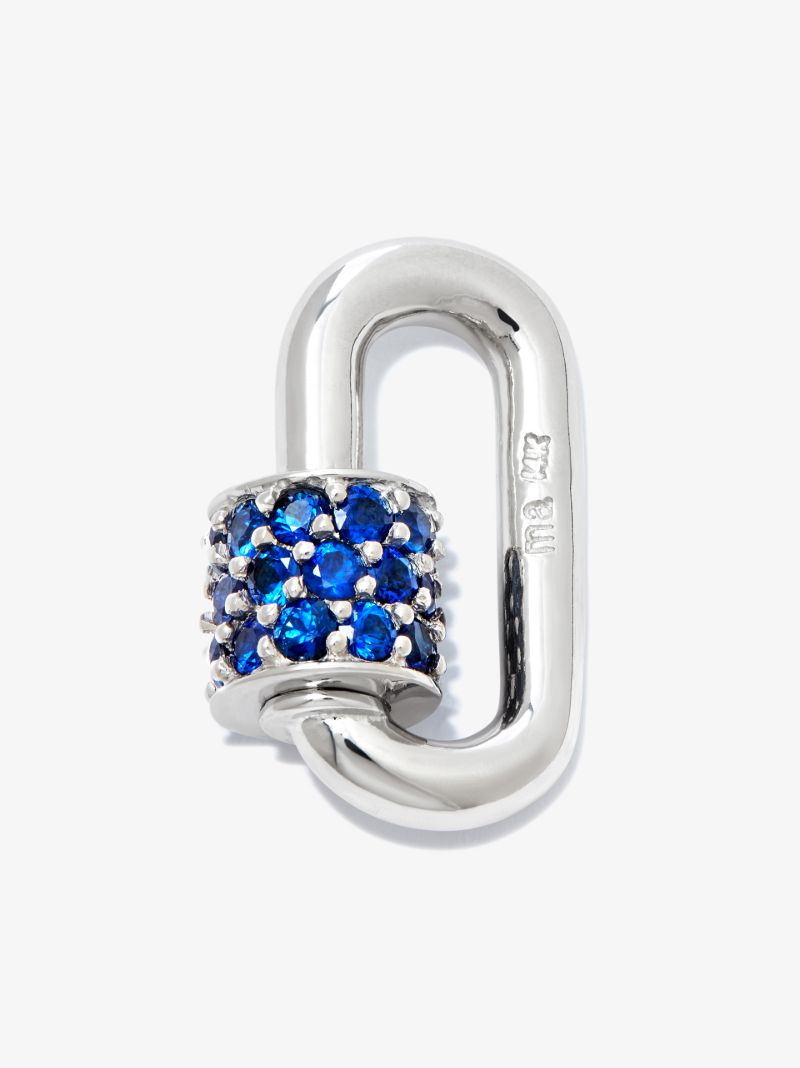 14k White Gold Stoned Chubby Baby Sapphire Lock Charm