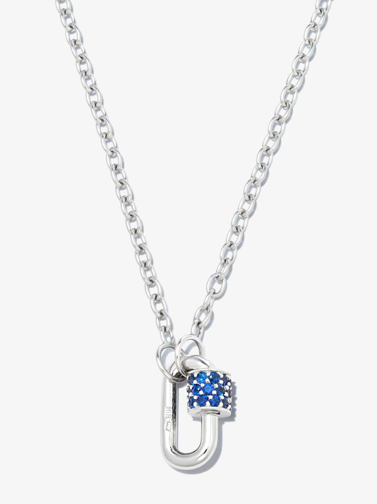14k White Gold Stoned Chubby Baby Sapphire Lock Charm