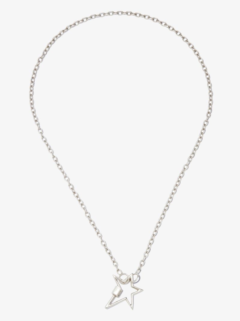 14k White Gold Star Pulley Chain 18 Inch Necklace
