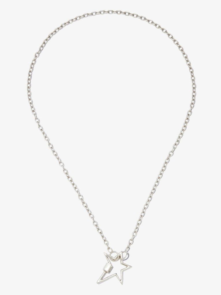 14k White Gold Star Pulley Chain 18 Inch Necklace