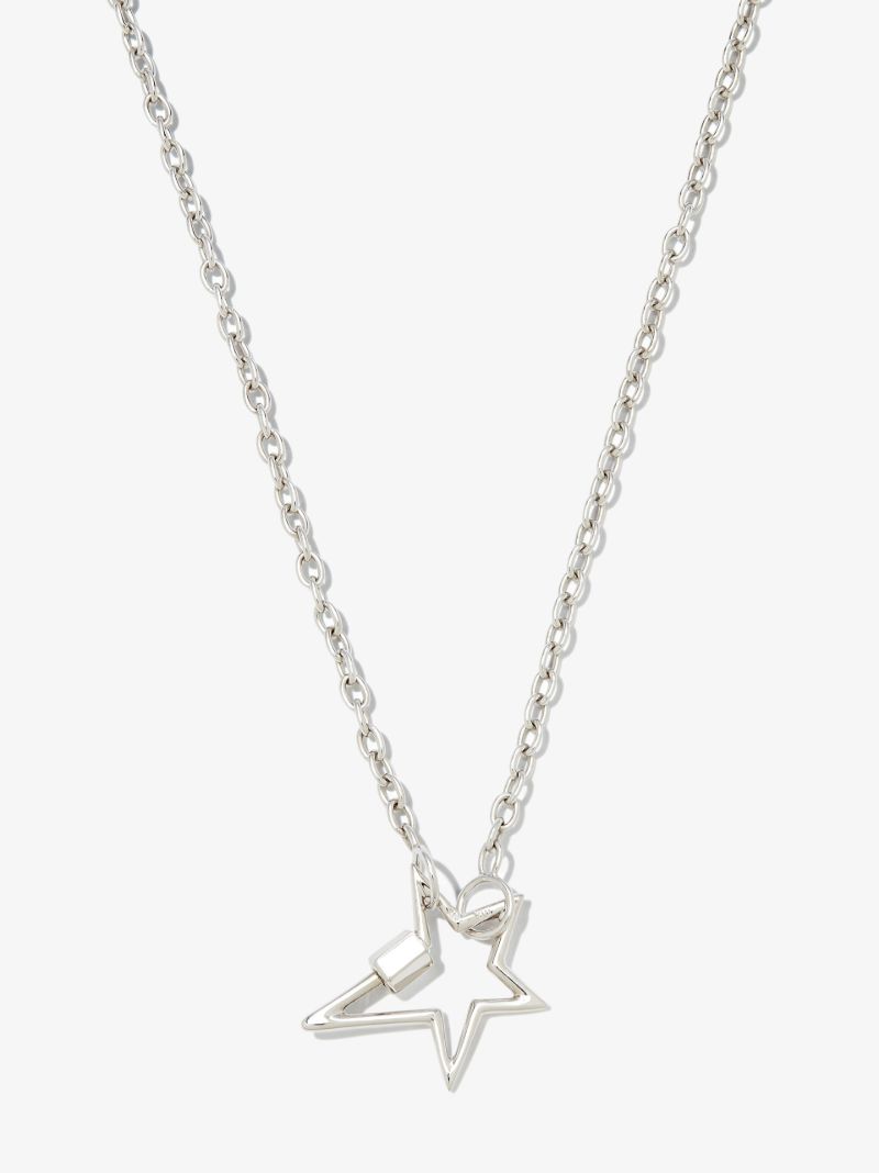 14k White Gold Star Pulley Chain 18 Inch Necklace