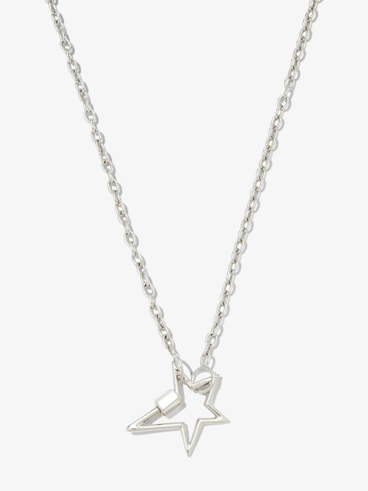 14k White Gold Star Pulley Chain 18 Inch Necklace