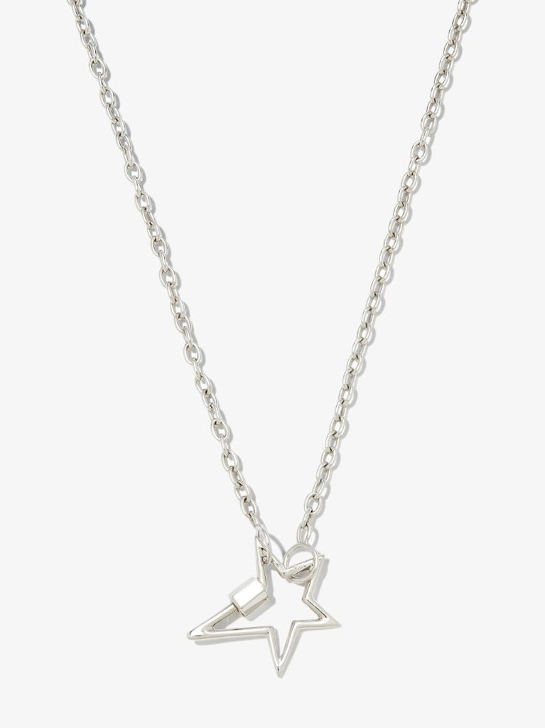 14k White Gold Star Pulley Chain 18 Inch Necklace