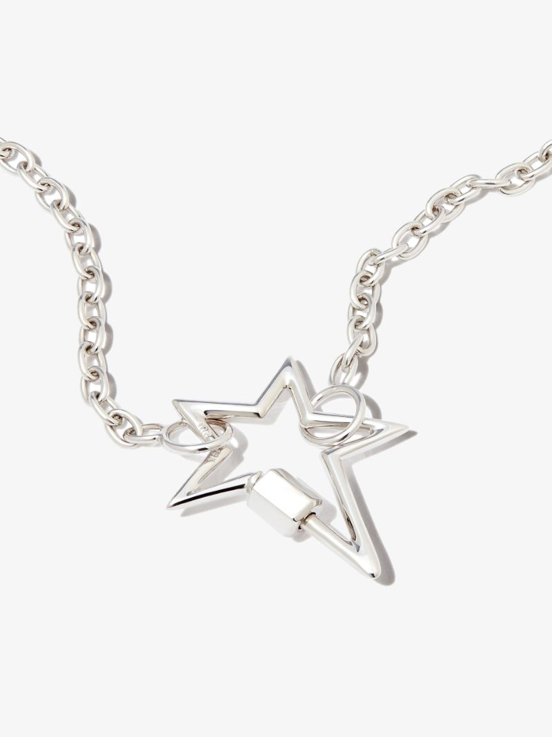 14k White Gold Star Pulley Chain 18 Inch Necklace