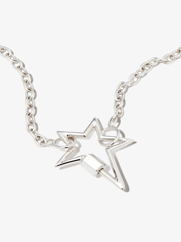 14k White Gold Star Pulley Chain 18 Inch Necklace