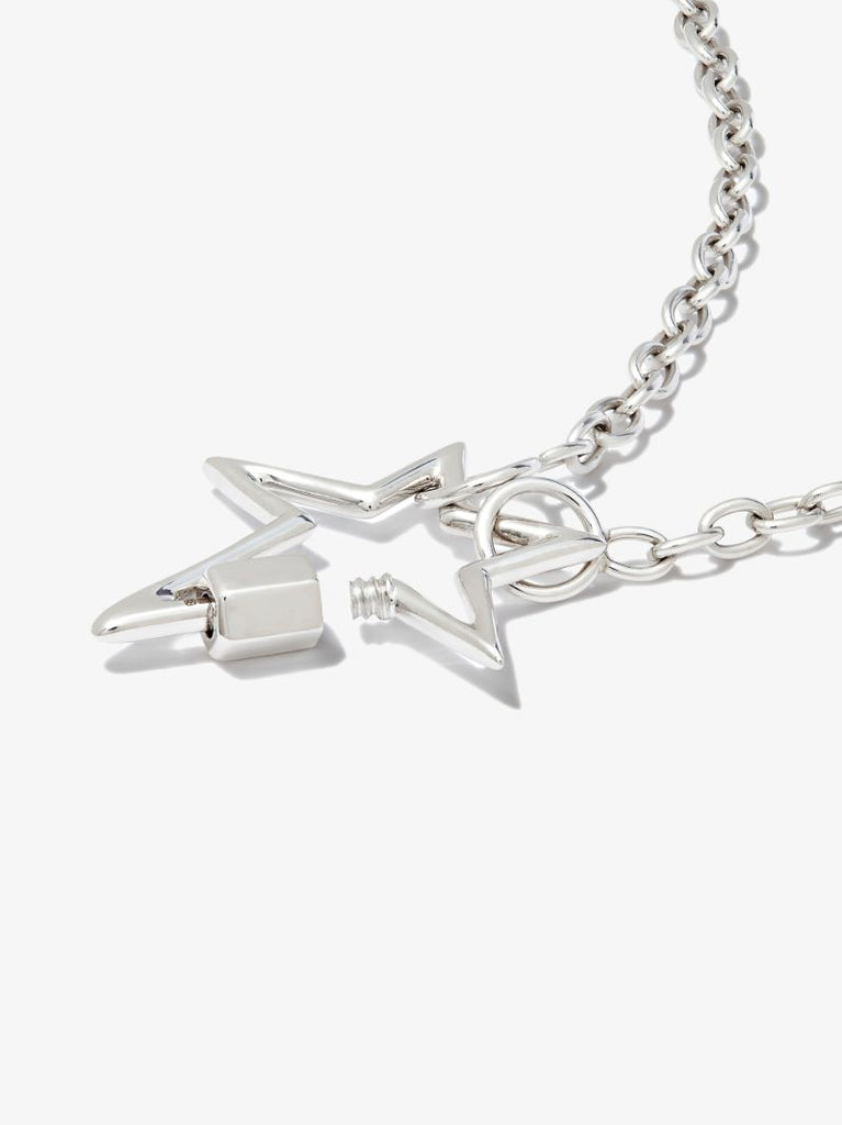 14k White Gold Star Pulley Chain 18 Inch Necklace