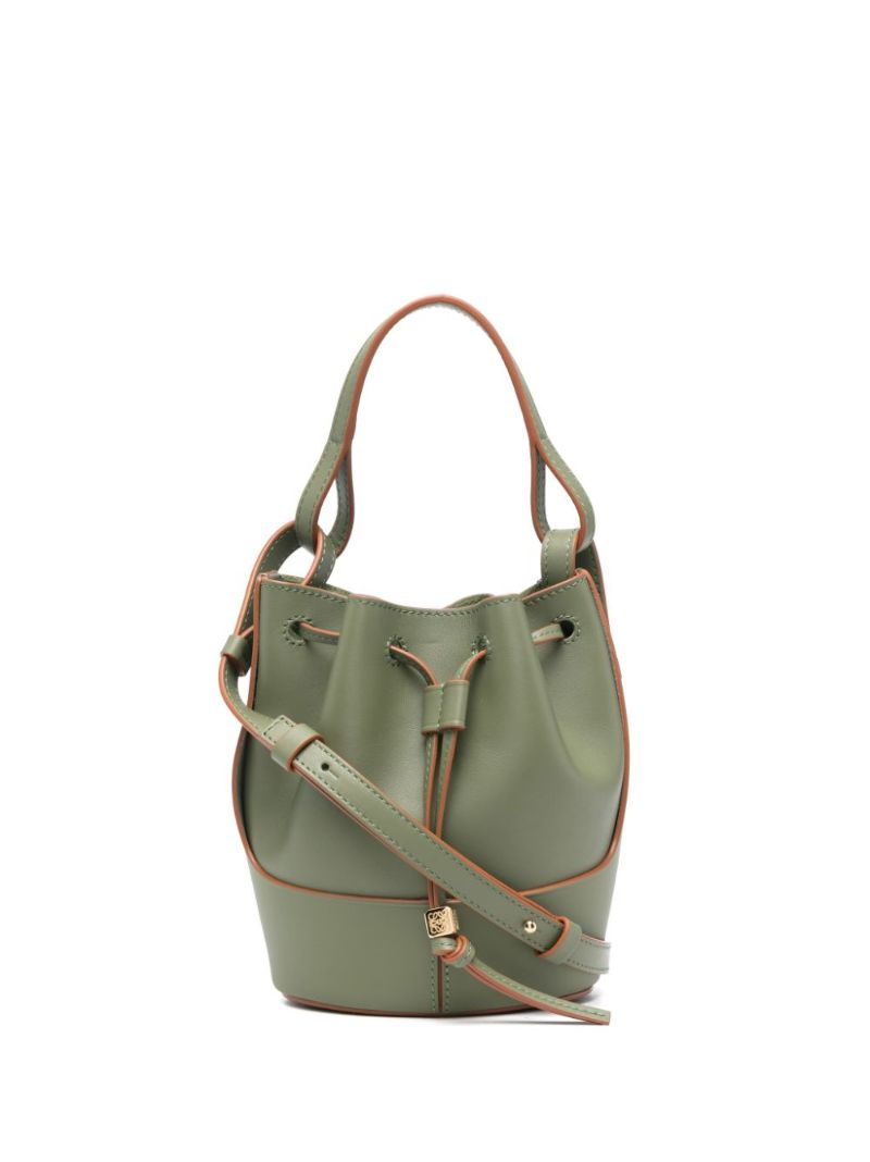 Green Balloon Mini Leather Bucket Bag