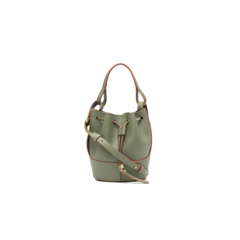 Green Balloon Mini Leather Bucket Bag