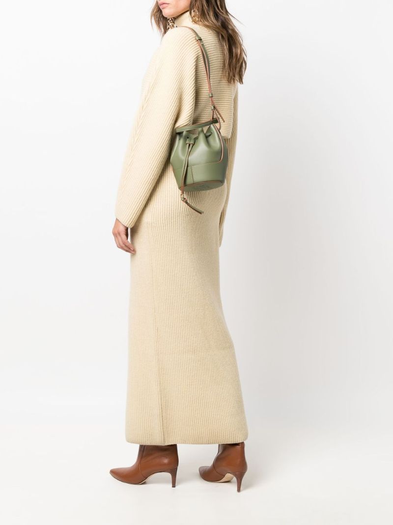 Green Balloon Mini Leather Bucket Bag
