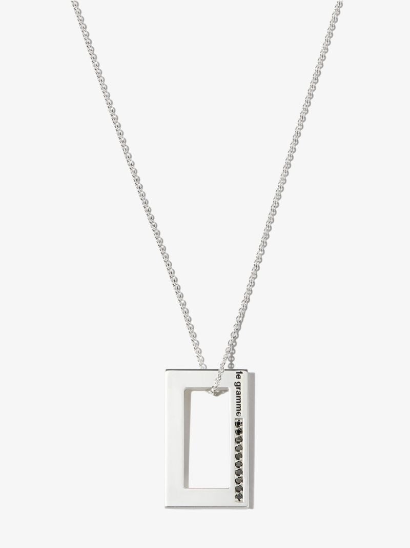 Sterling Silver Le 3.4g Polished Diamond Necklace