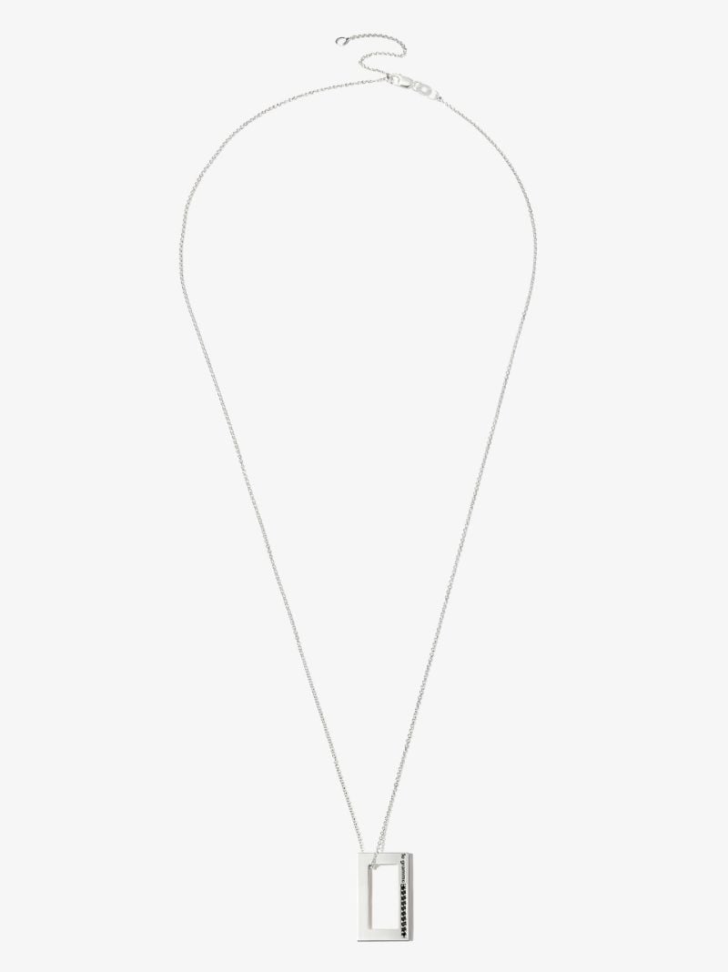 Sterling Silver Le 3.4g Polished Diamond Necklace