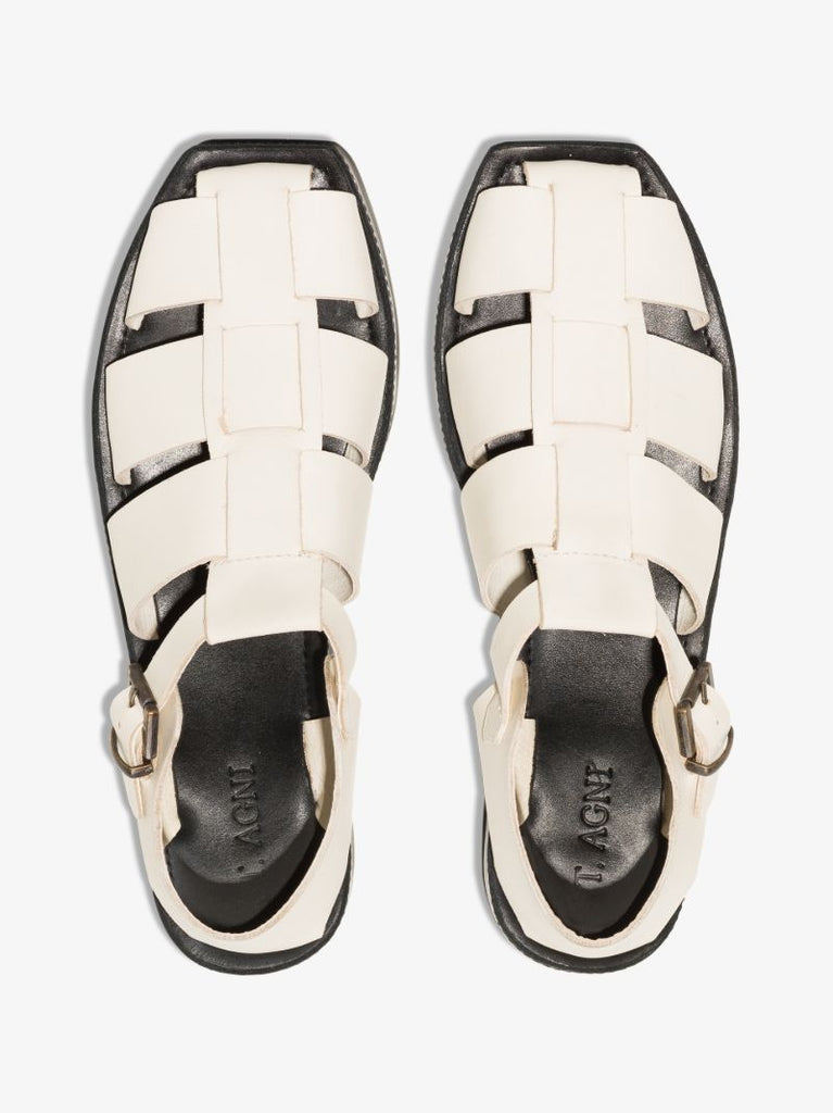 White Axel Leather Sandals
