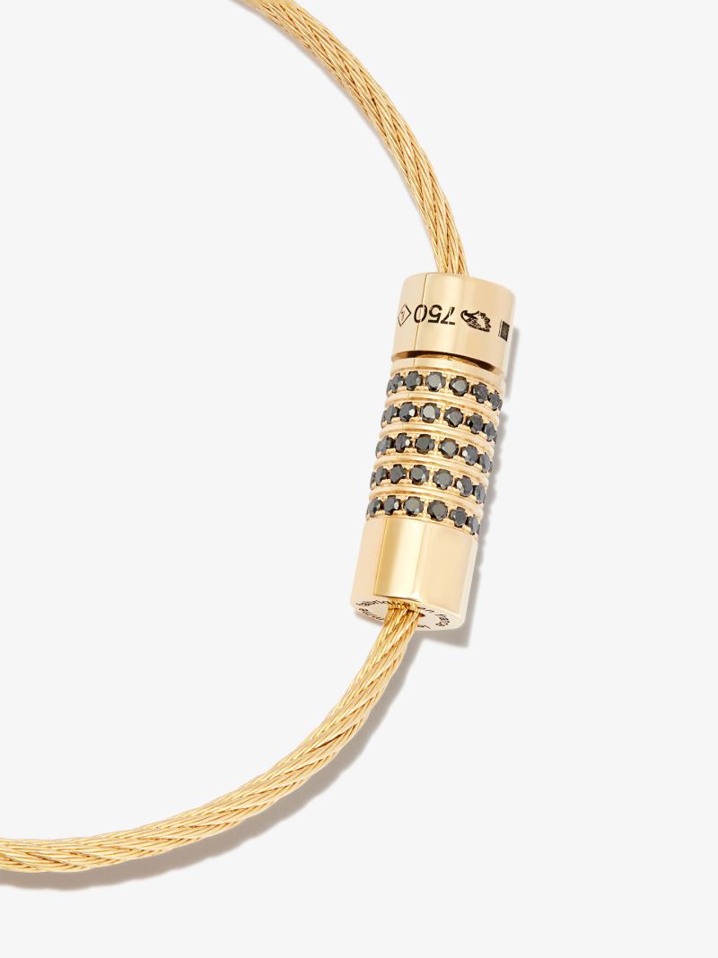 18k Yellow Gold Le 9g Polished Diamond Cable Bracelet