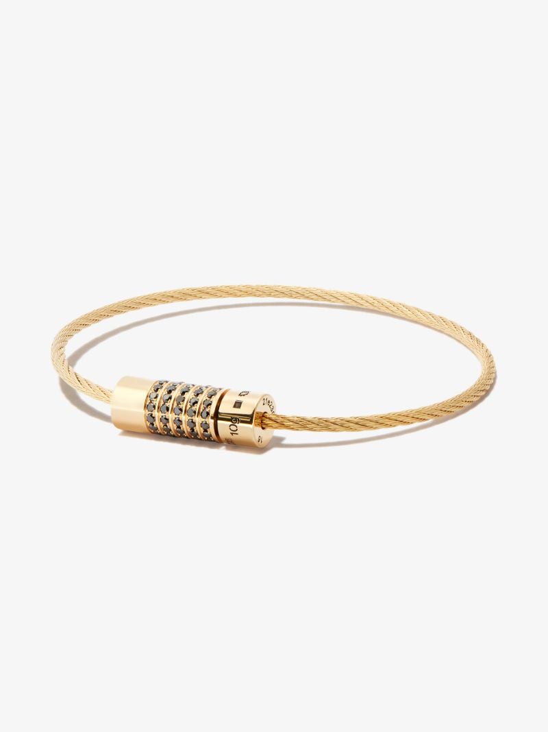 18k Yellow Gold Le 9g Polished Diamond Cable Bracelet