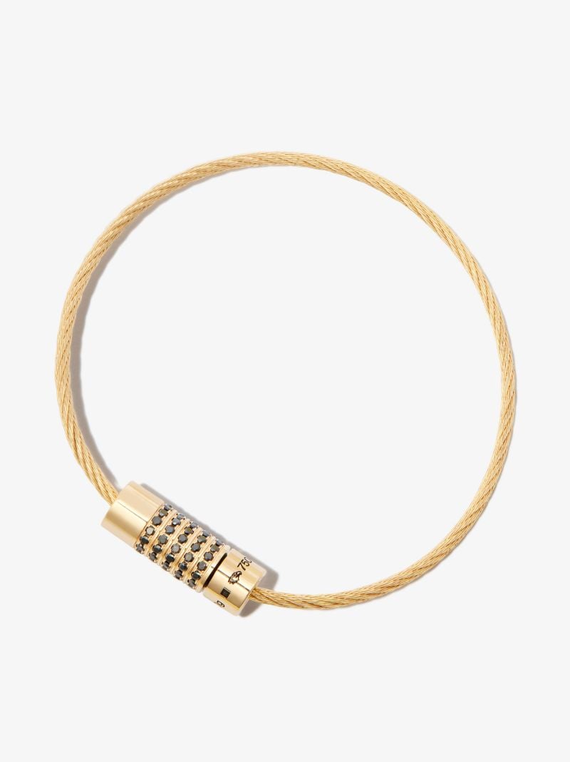 18k Yellow Gold Le 9g Polished Diamond Cable Bracelet