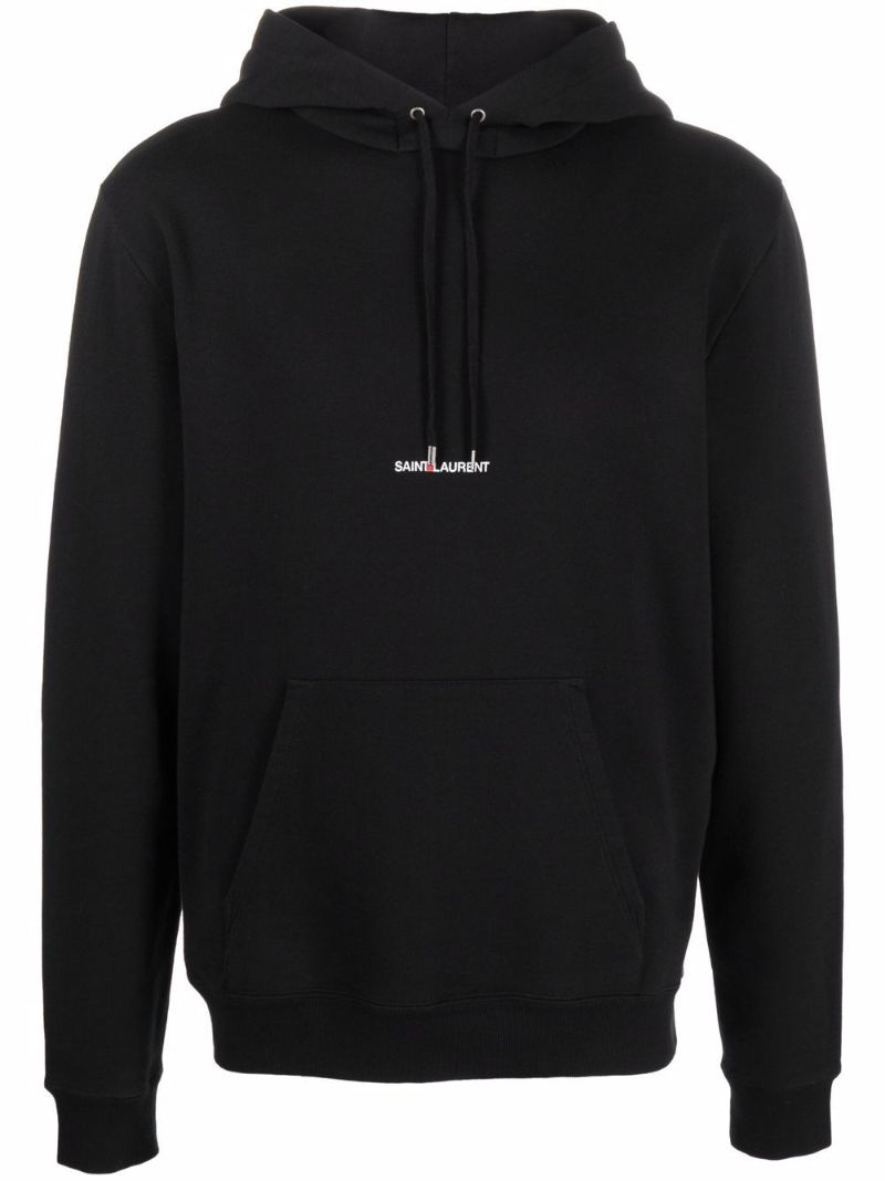 Black Logo Print Cotton Hoodie