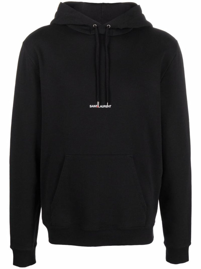 Black Logo Print Cotton Hoodie