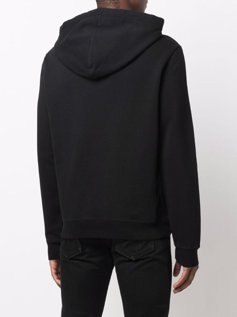 Black Logo Print Cotton Hoodie
