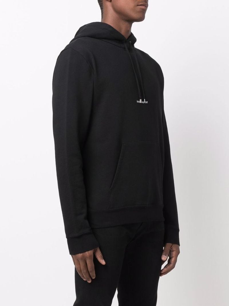 Black Logo Print Cotton Hoodie
