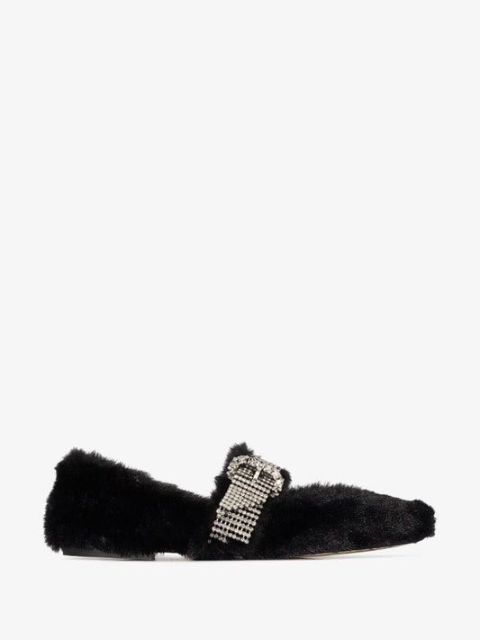 Black Krista Faux Fur Pumps