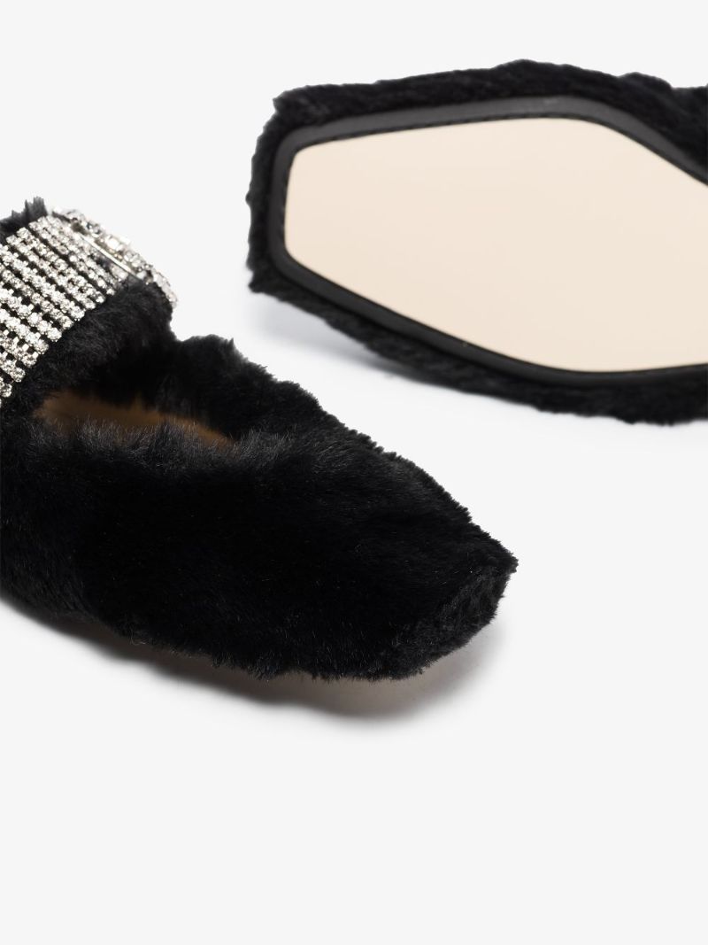 Black Krista Faux Fur Pumps