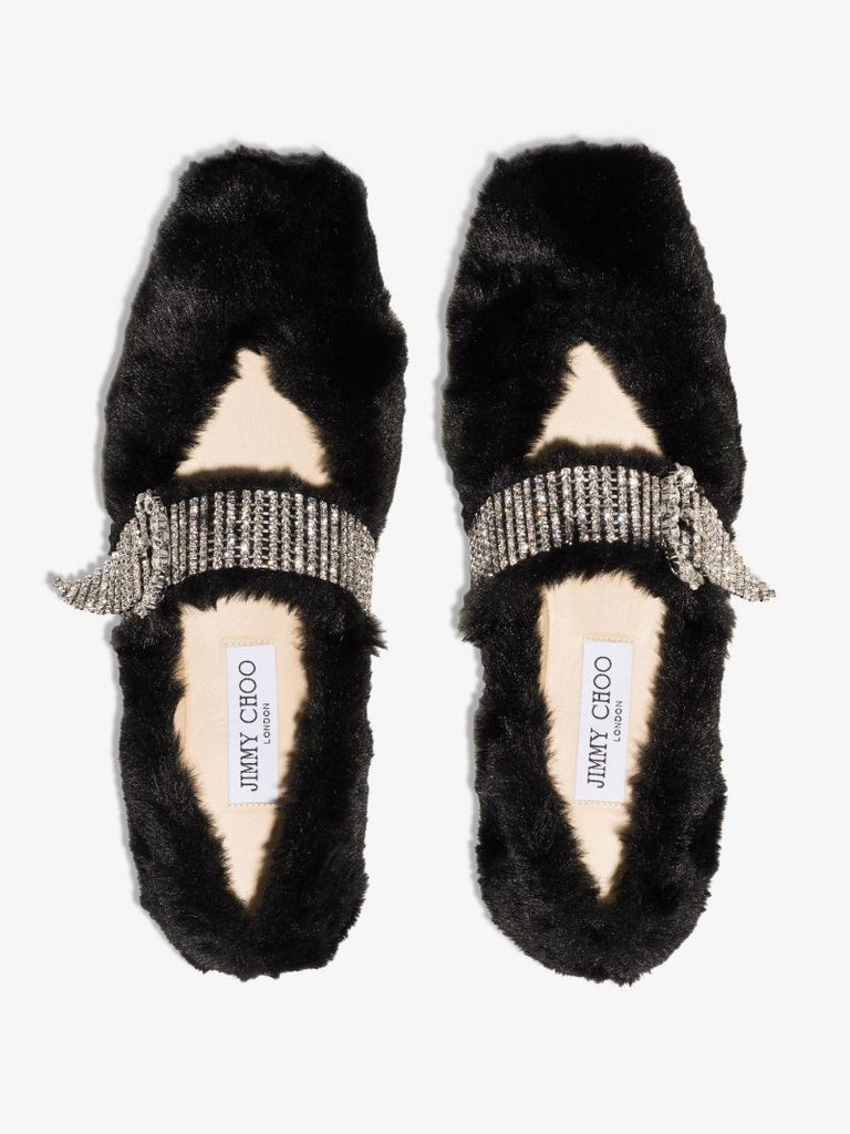 Black Krista Faux Fur Pumps