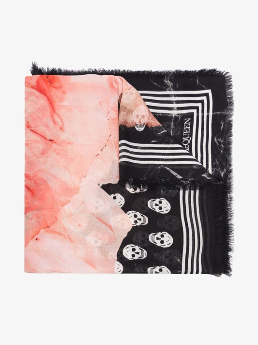 Black Large Poppy Print Scarf