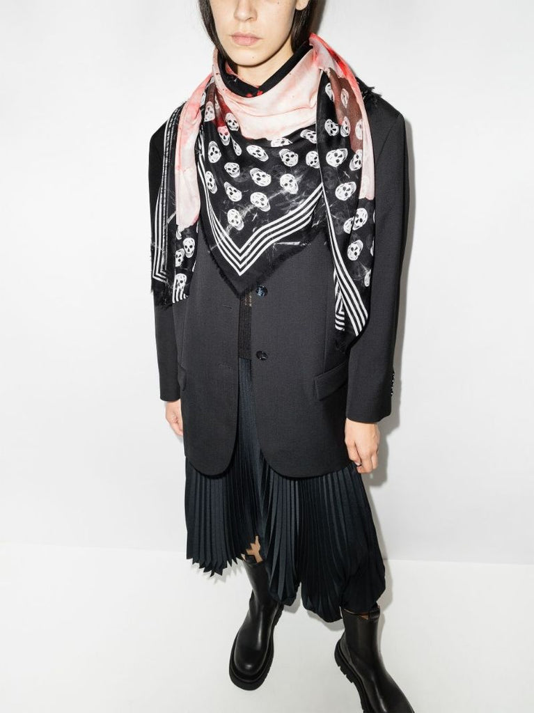 Black Large Poppy Print Scarf