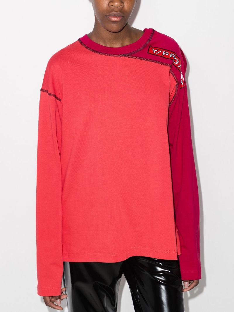 Buttoned Shoulder Panelled T-shirt