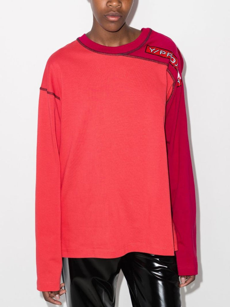 Buttoned Shoulder Panelled T-shirt