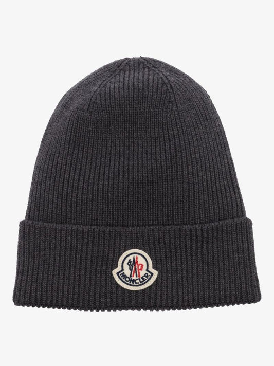 Grey Logo Wool Beanie Hat