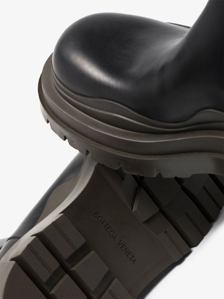 Black and Khaki Tire Leather Chelsea Boots