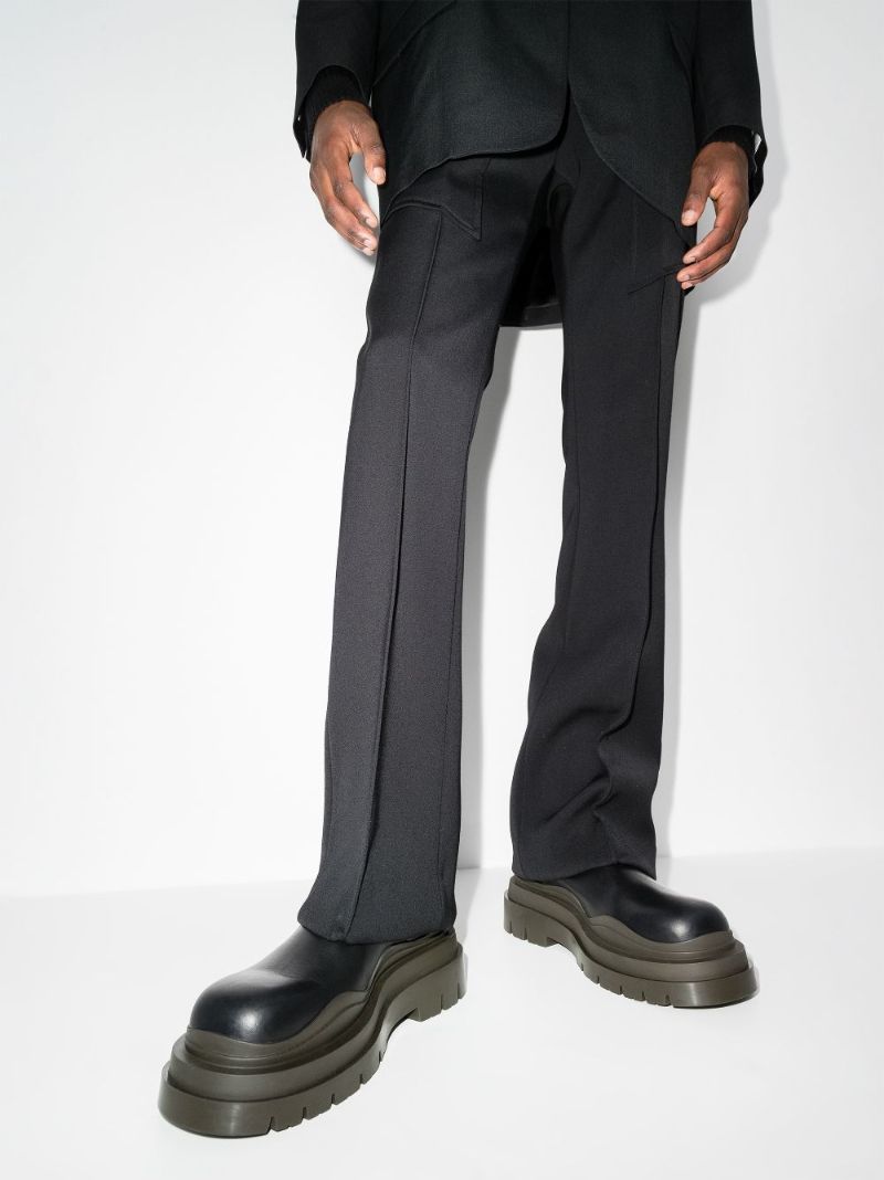 Black and Khaki Tire Leather Chelsea Boots