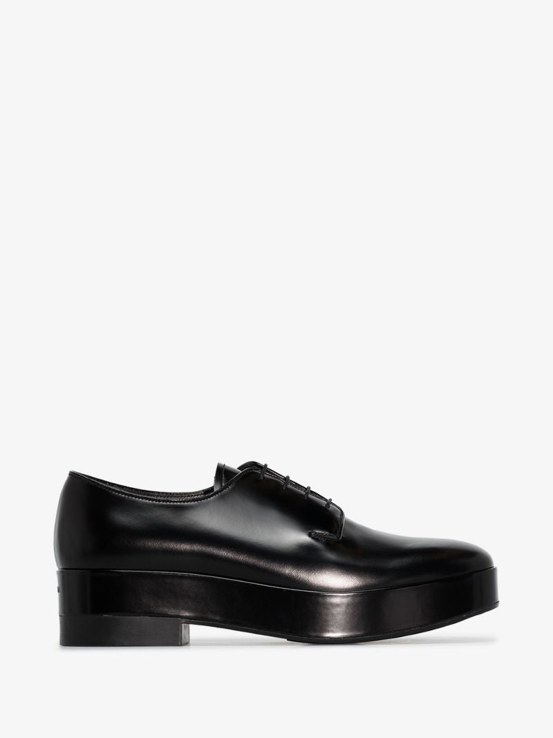 Black Brushed Leather Derby Shoes