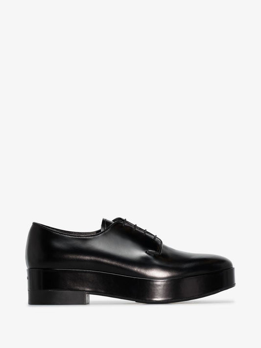 Black Brushed Leather Derby Shoes