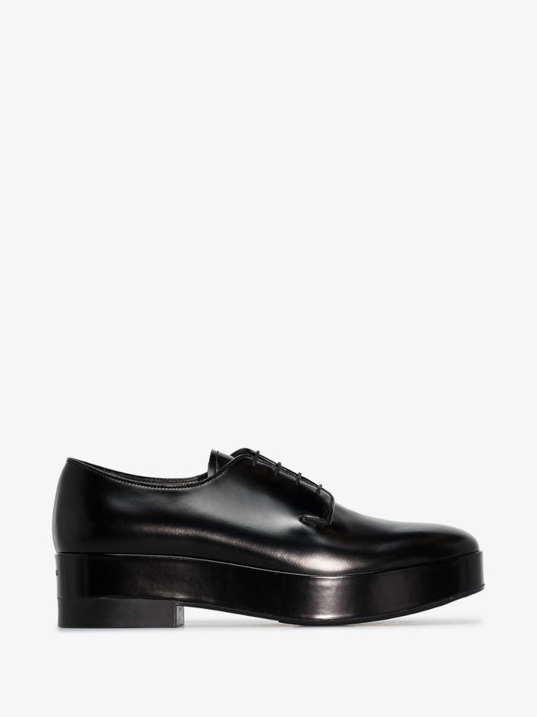 Black Brushed Leather Derby Shoes