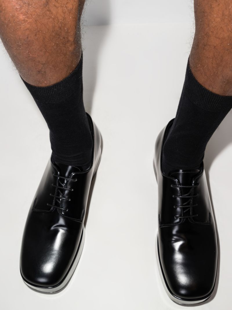 Black Brushed Leather Derby Shoes