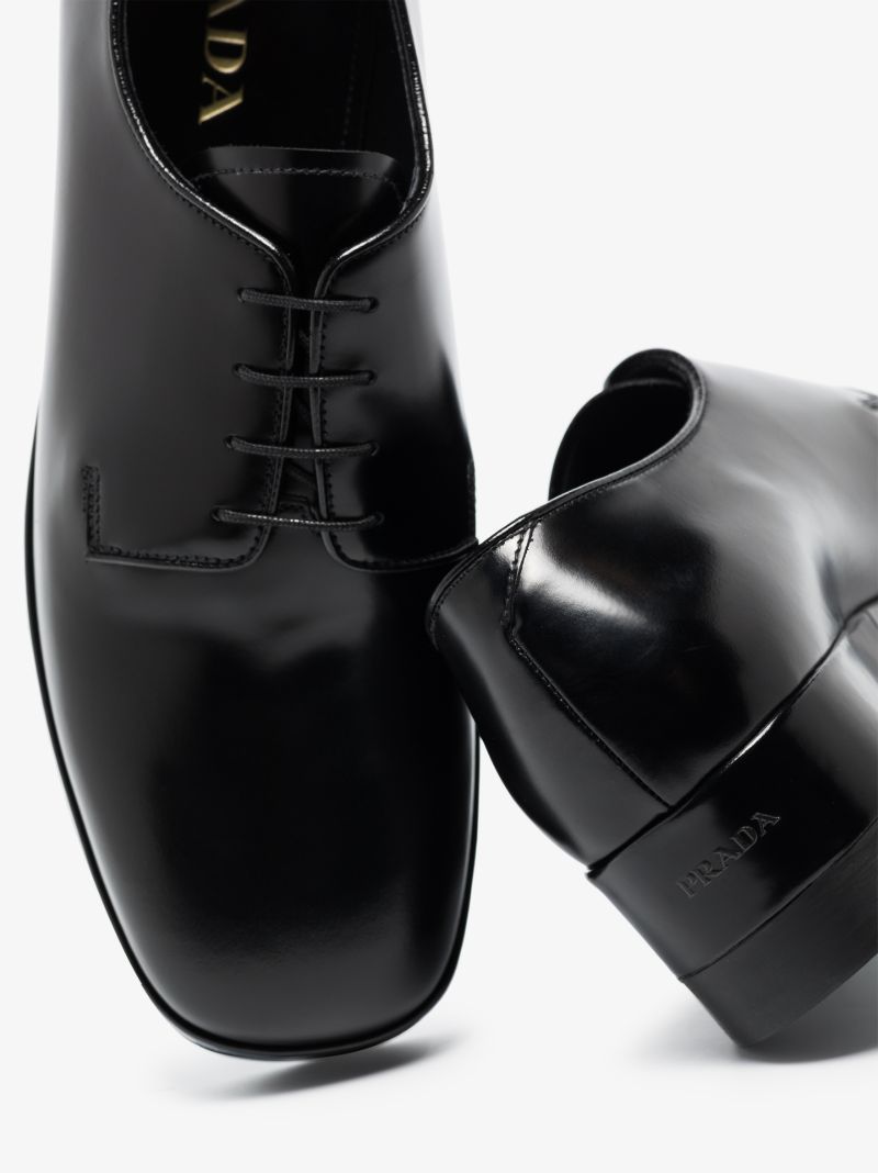 Black Brushed Leather Derby Shoes
