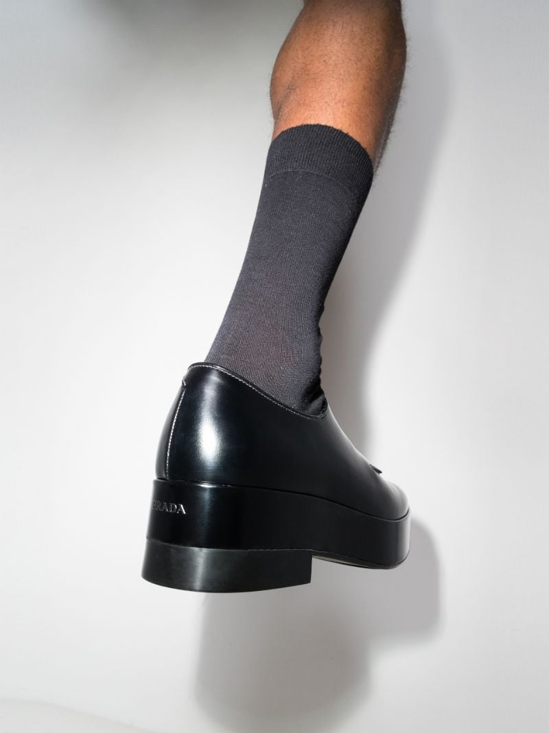 Black Brushed Leather Derby Shoes