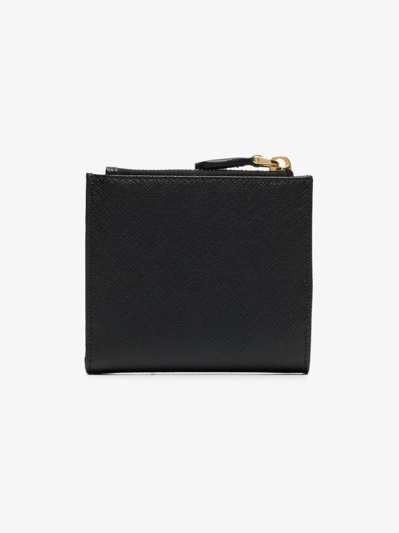 Black Logo Plaque Leather Wallet