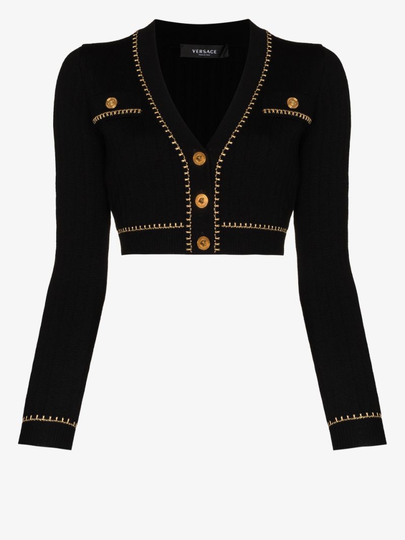 V-neck Cropped Wool Cardigan