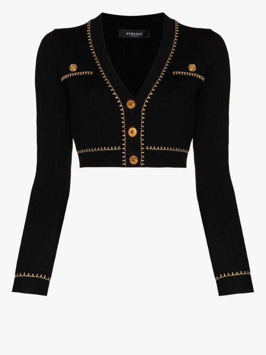 V-neck Cropped Wool Cardigan